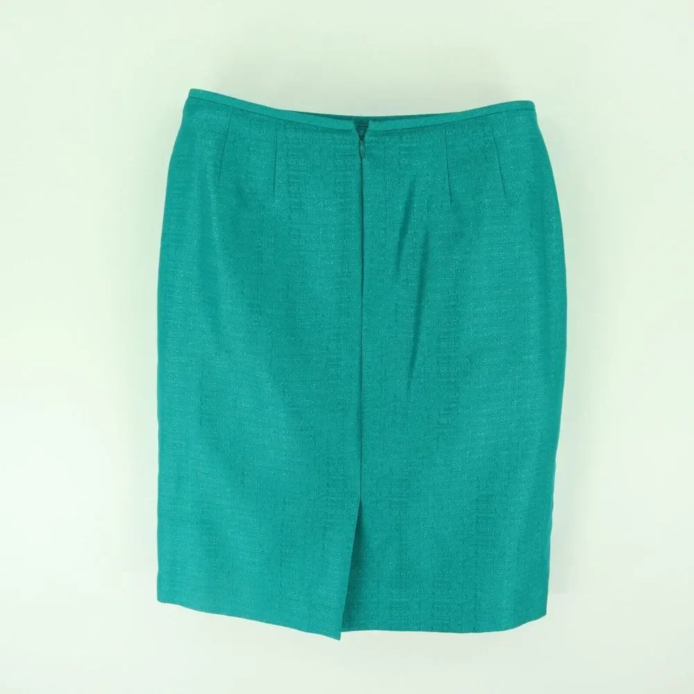 Le Suit Pencil Skirt Womens Size 10P Green Shimmery Sparkles Lined Zip‎ Closure